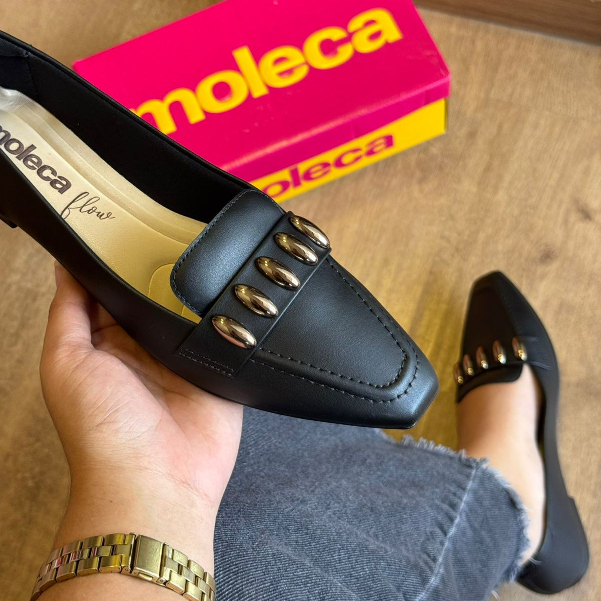 Sapatilha Moleca Pontilhado Dourado 5821.106