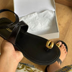 Sandália Arezzo Rasteira Couro Metal Bold A135690011