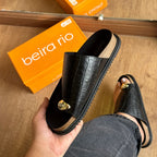 Sandália Couro Croco Detalhe Dourado Beira Rio 8524.110.30630