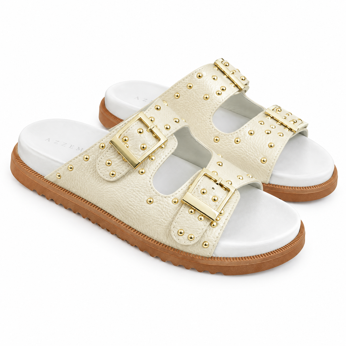 Azzem IA — Off White — Papete Azzem Couro Legítimo Fivela Dupla Elegance 219