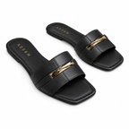 Azzem IA — Preto — Sandália Azzem Flat Detalhe Dourado ME2738