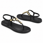 Azzem IA — Preto — Sandália Azzem Pedras Douradas PR311