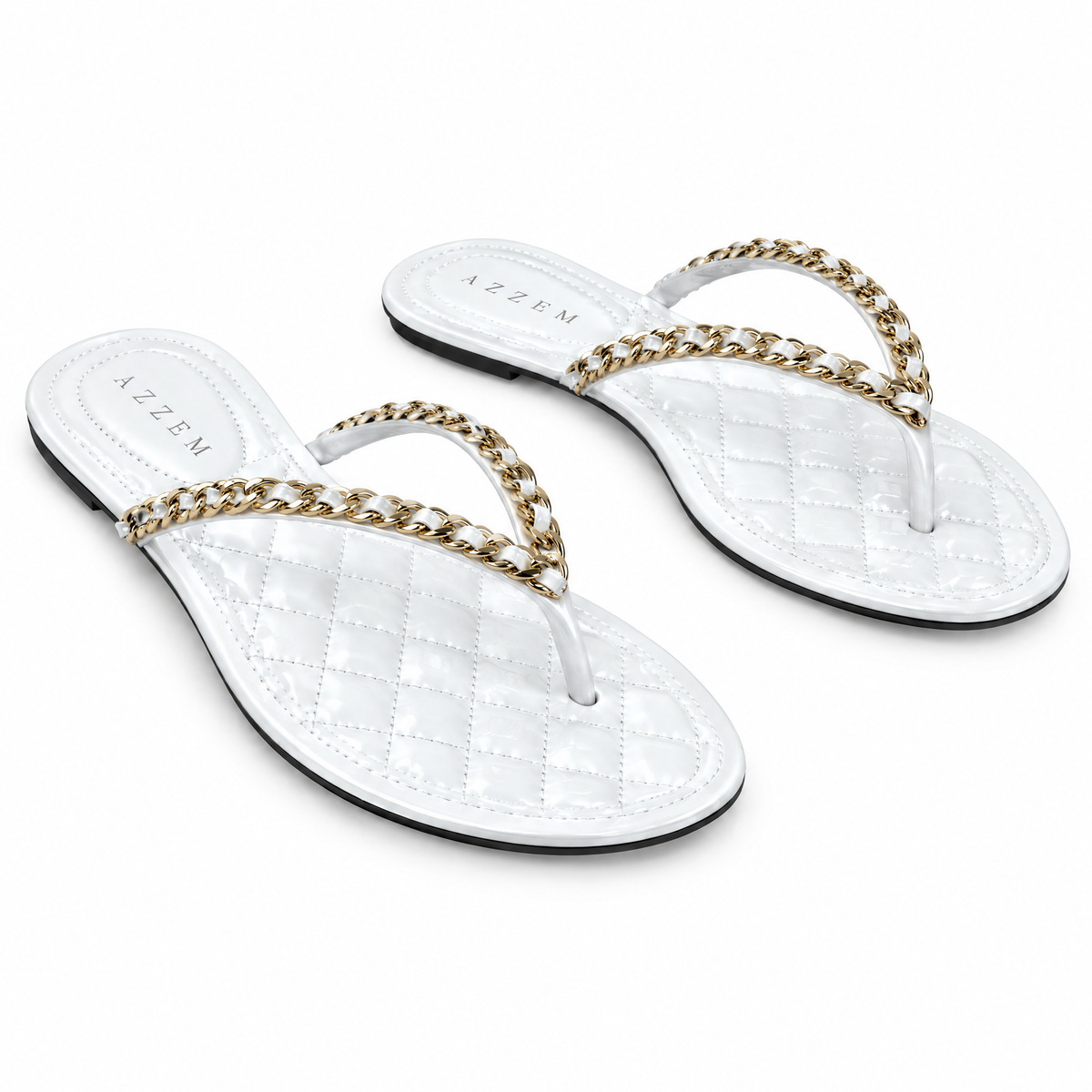 Azzem IA — Off White — Sandália Azzem Detalhe Corrente CH2702