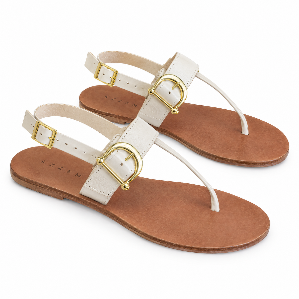 Azzem IA — Off White — Sandália Azzem Detalhe Fivela Regulável 4454BM